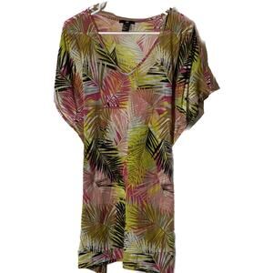 H&M Women's Small Tank Multicolor Floral Smocked Adjustable Tie Top. Pink/yellow